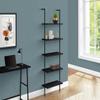 Monarch Specialties I 3683 Bookshelf, Bookcase, Etagere, Ladder, 5 Tier, 72" H, Office, Bedroom, Metal, Laminate, Black, Contemporary, Modern view 2