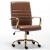 BTEXPERT Brown Vintage Faux Leather Adjustable Home Office Golden Arms Exectuive Chair High Back Manager Desk Armchair, (5162BN) view 1