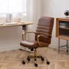 BTEXPERT Brown Vintage Faux Leather Adjustable Home Office Golden Arms Exectuive Chair High Back Manager Desk Armchair, (5162BN) view 2