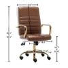 BTEXPERT Brown Vintage Faux Leather Adjustable Home Office Golden Arms Exectuive Chair High Back Manager Desk Armchair, (5162BN) view 3