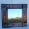 24" PUNCHED TIN MIRROR mixed talavera tile mexican ethnic hand made folk art view 1