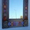24" PUNCHED TIN MIRROR mixed talavera tile mexican ethnic hand made folk art view 3