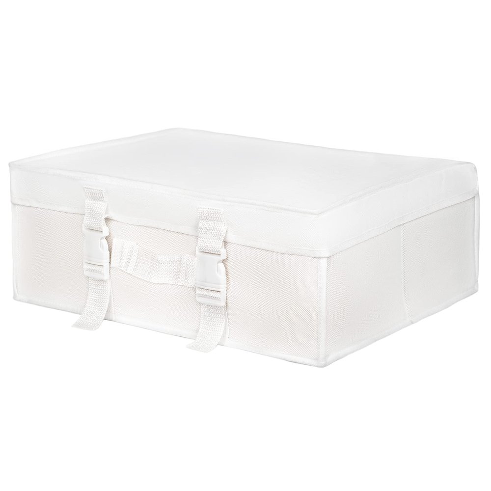 LPack Wedding Dress Storage Box - Bridal Gown Storage Bin and Preservation Box - Underbed Storage Bag Container For Clothes With Acid Free Tissue Paper (Medium, White)