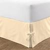 Silver Cotton 1 Piece Split Corner Tie Bed Skirt, 100% Egyptian Cotton, 1000 TC 15 Inch Drop Length Queen Size Solid Ivory view 3