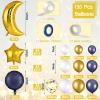 Zhanmai 110 Pcs Navy Blue Balloon Garland Kit Sky Night Moon Star Theme Balloons 36'' Gold Moon and 18'' Star Foil Party Decoration Wedding Birthday Blue Parties and Celebrations Decor view 2
