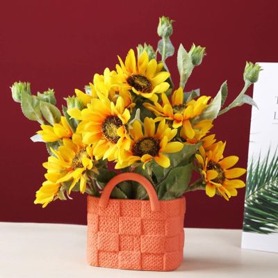 NA Morandi Creative Ceramic Handbag vase Simple hydroponic Planter Fresh Girl Style Ornament Orange