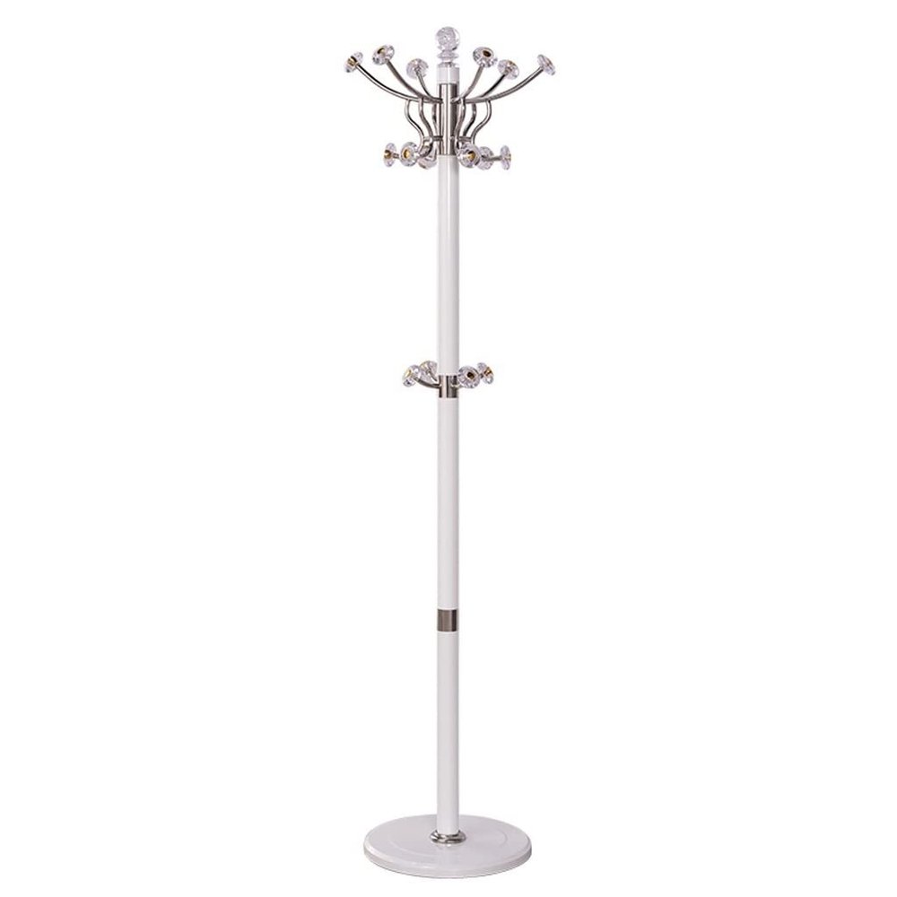 KUYWLMKMZZ Tree Coat Rack Household Floor Coat Rack Stainless Steel HooksHome Standing Coat RackModern Coat Rack Freestanding White Coat Tree Sturdy Coat Rack (Color : White)