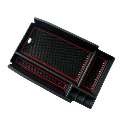 1 Pc Car Central Armrest Storage Box, Auto Center Console Organizer Containers Tray Accessories, for Ford Kuga Escape 2020-2021,red and Black