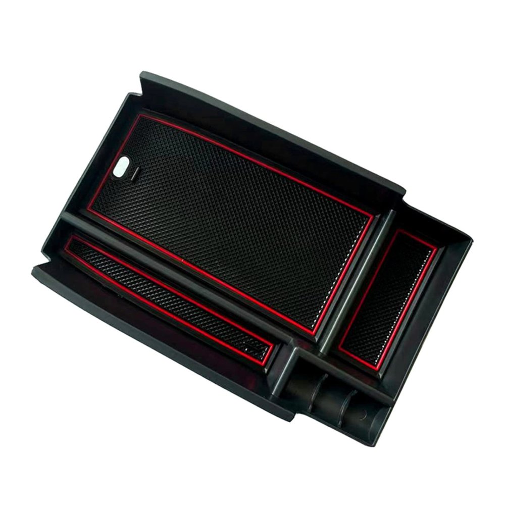 1 Pc Car Central Armrest Storage Box, Auto Center Console Organizer Containers Tray Accessories, for Ford Kuga Escape 2020-2021,red and Black