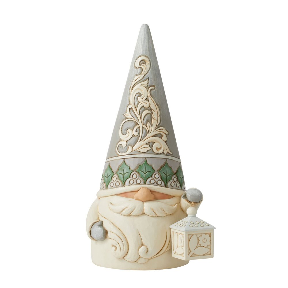 Enesco Jim Shore Heartwood Creek White Woodland Gnome with Lantern Figurine, 12.2 Inch, Multicolor