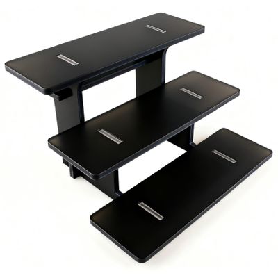 3 Tier Straight Tiered Display Stand, Portable Product Display Shelves, Farmers Market Display Shelf, Retail Display Stand for Vendor Events, Craft Shows, Dessert, Food Display Risers for Party