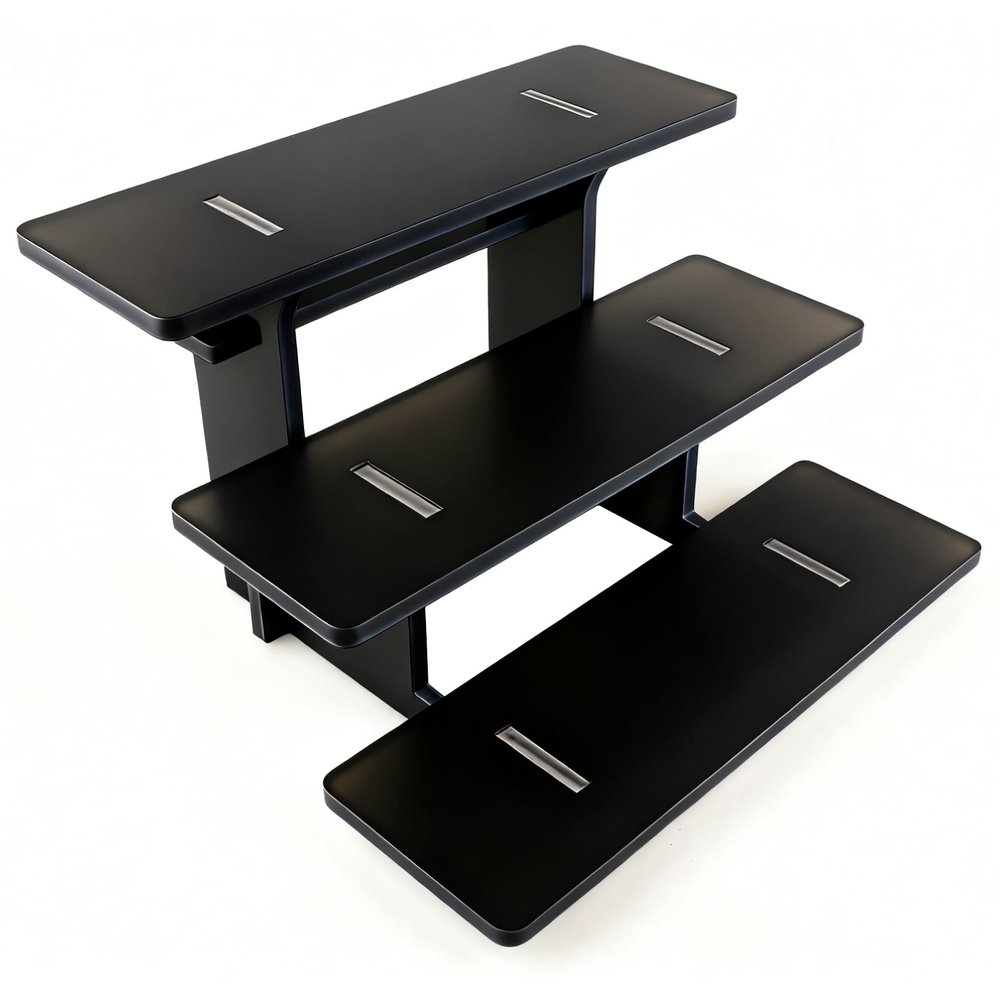 3 Tier Straight Tiered Display Stand, Portable Product Display Shelves, Farmers Market Display Shelf, Retail Display Stand for Vendor Events, Craft Shows, Dessert, Food Display Risers for Party