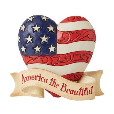 Enesco Jim Shore Heartwood Creek Patriotic America The Beautiful Heart Miniature Figurine, 3.35 Inch, Multicolor
