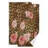 AIYOOLER Pink Rose Hand Towels for Bathroom Set of 2 Leopard Flower Cute Mix Wild Animal Creative Modern Art Soft Absorbent Small Bath Towels Decorative Towel Multipurpose for Hotel,Gym,Spa 28x14in view 1