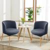 XGANGM Kitchen Dining Room Chairs Covers Slipcovers with Curved Back Set of 1/2/4/6, Office Living Room Wingback Chair Slipcovers Stretch Checked Velvet Grey Bar Swivel Chairs Covers,L,4PCS view 2