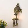 ARTVARKO Brass Ganesh Ganesha Wall Hanging Idol Oil Lamp Three Diyas and Bells Puja Gifting Entrance Home Decor Idol 9.5 Inch. view 1