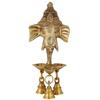 ARTVARKO Brass Ganesh Ganesha Wall Hanging Idol Oil Lamp Three Diyas and Bells Puja Gifting Entrance Home Decor Idol 9.5 Inch. view 2