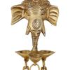 ARTVARKO Brass Ganesh Ganesha Wall Hanging Idol Oil Lamp Three Diyas and Bells Puja Gifting Entrance Home Decor Idol 9.5 Inch. view 3