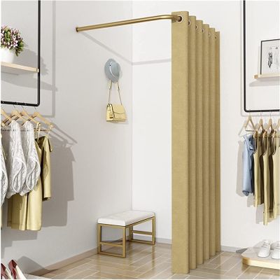 JMCAJIE Clothing Store Fitting Room L-Shaped Simple Mobile Changing Room, Corner Privacy Protection Dressing Room,Wall Mounted,Mall Simple Changing Room and Display Rack, Easy to Install