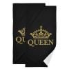 AIYOOLER Black Hand Towels for Bathroom Set of 2 Black and Gold Queen Crown Soft Absorbent Small Bath Towels Decorative Kitchen Guest Dish Towel Multipurpose for Hotel,Gym,Spa 28x14in view 1