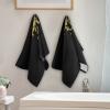 AIYOOLER Black Hand Towels for Bathroom Set of 2 Black and Gold Queen Crown Soft Absorbent Small Bath Towels Decorative Kitchen Guest Dish Towel Multipurpose for Hotel,Gym,Spa 28x14in view 4