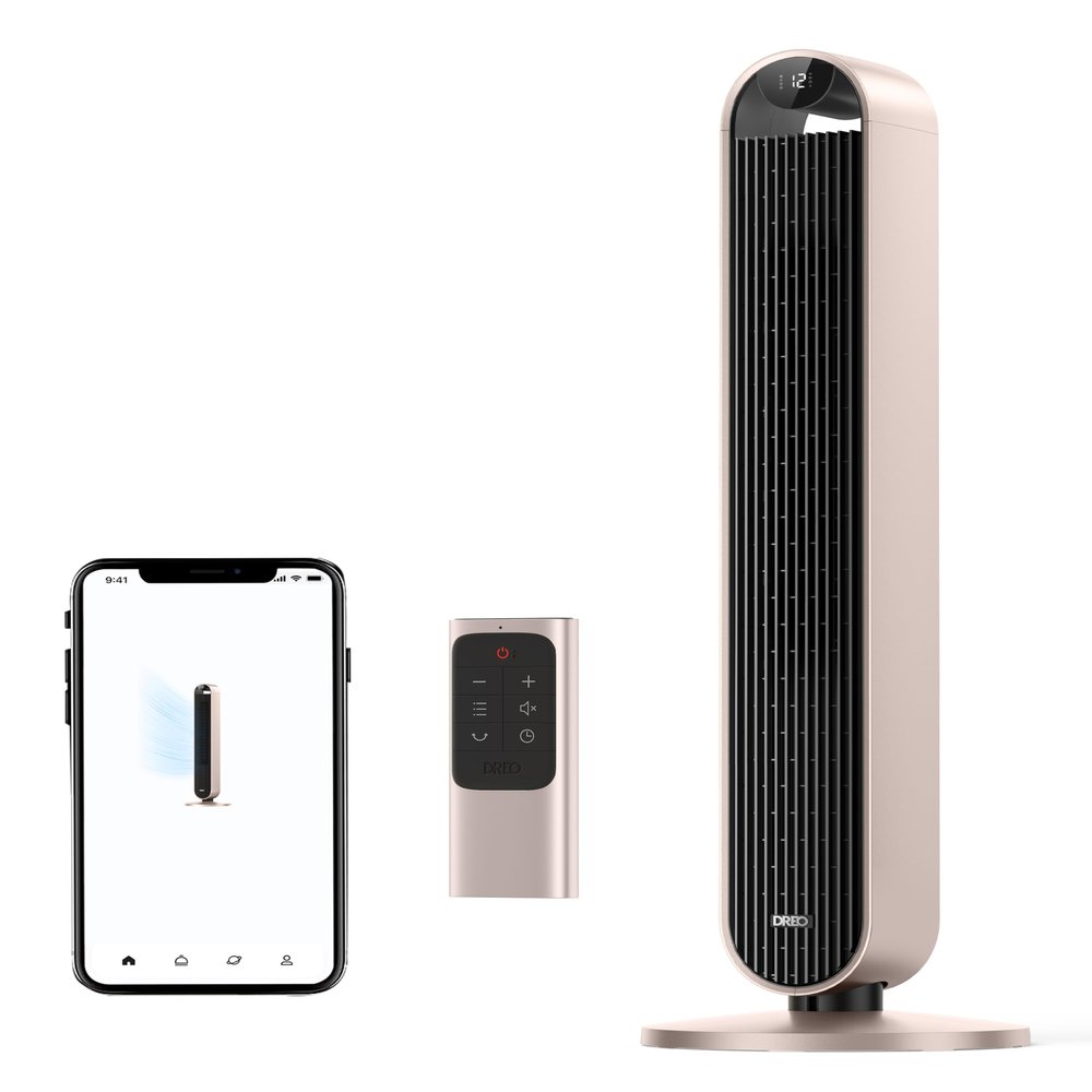 Dreo Smart Tower Fan Voice Control, 120 Oscillating Fan Works with Alexa/Google/App/Remote, 42 Inch, 25dB Quiet DC Bladeless Fan for Bedroom,12 Speeds, Floor Fan for Home, Office