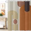 GKLEASG Mid Century Shower Curtain, Brown Modern Boho Neutral Arch Geometric Machine Washable Waterproof for Bathroom Bathtub with 12 Hooks 72x72 view 1