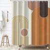 GKLEASG Mid Century Shower Curtain, Brown Modern Boho Neutral Arch Geometric Machine Washable Waterproof for Bathroom Bathtub with 12 Hooks 72x72 view 2