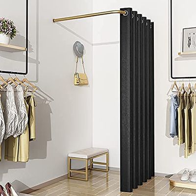 JMCAJIE Clothing Store Fitting Room L-Shaped Simple Mobile Changing Room, Corner Privacy Protection Dressing Room,Wall Mounted,Mall Simple Changing Room and Display Rack, Easy to Install