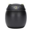 Cabilock Ceramic Food Storage Jar Fortune Cat Tea Canister Spices Jar Coffee Beans Storage Container with Lid for Tea Candy Cookie Sugar Flour 160ML Black view 1