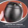 Cabilock Ceramic Food Storage Jar Fortune Cat Tea Canister Spices Jar Coffee Beans Storage Container with Lid for Tea Candy Cookie Sugar Flour 160ML Black view 3