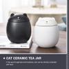 Cabilock Ceramic Food Storage Jar Fortune Cat Tea Canister Spices Jar Coffee Beans Storage Container with Lid for Tea Candy Cookie Sugar Flour 160ML Black view 4