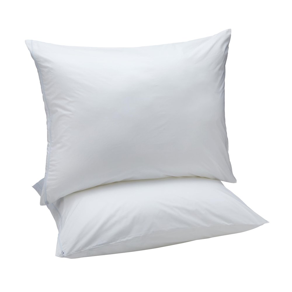 Amazon Basics Down Alternative Bed Pillows and Pillow Protector Case 2-Piece Set, Medium Density, Standard - Pack of 2, White, 26"L x 20"W