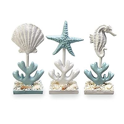 Tingting1992 Desktop Decoration Mediterranean Style Desktop Small Ornaments Living Room Bar Creative Marine Decoration Seahorse Starfish Shell Resin Tabletop Decoration (Size : Small A)