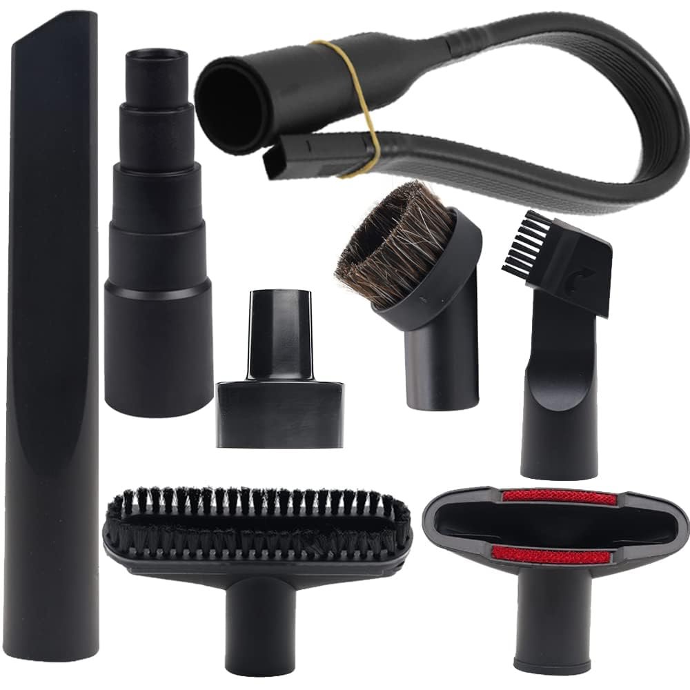 8 Pcs Household Cleaning Vacuum Cleaner Attachments for Shop Vac Accessories - 2 1/2" to 1 1/4" Vacuum Hose Adapter, 1 7/8" to 1" Adapter for Shop Vac, 1 1/4" Vacuum Brush Flexible Crevice Tool