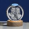 3D Crystal Photo - 3D Crystal Picture Engraved Sphere Ball, Personalized Engraved Heart Crystal, Customized Memorial Anniversary 3D picture with light Gifts (Large Sphere ball, White light base) view 1