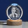 3D Crystal Photo - 3D Crystal Picture Engraved Sphere Ball, Personalized Engraved Heart Crystal, Customized Memorial Anniversary 3D picture with light Gifts (Large Sphere ball, White light base) view 2
