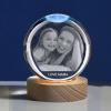 3D Crystal Photo - 3D Crystal Picture Engraved Sphere Ball, Personalized Engraved Heart Crystal, Customized Memorial Anniversary 3D picture with light Gifts (Large Sphere ball, White light base) view 3