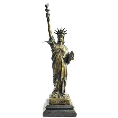 Bronze Statue of Liberty Sculpture - 12.6" Tall Iconic New York Lady Liberty Replica, Handcrafted Patina-Finished Bronze Home and Office Dcor, Perfect or Collectible