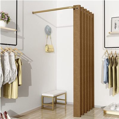JMCAJIE Clothing Store Fitting Room L-Shaped Simple Mobile Changing Room, Corner Privacy Protection Dressing Room,Wall Mounted,Mall Simple Changing Room and Display Rack, Easy to Install
