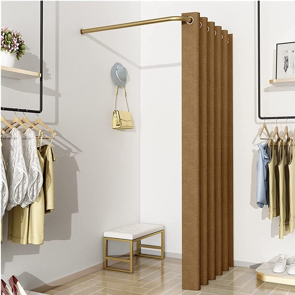 JMCAJIE Clothing Store Fitting Room L-Shaped Simple Mobile Changing Room, Corner Privacy Protection Dressing Room,Wall Mounted,Mall Simple Changing Room and Display Rack, Easy to Install