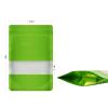 100 Mylar Bags, Resealable Foil Pouch with Clear Window, Stand-up Food Storage Bags, Green, 3.5 x 5 Inch view 3