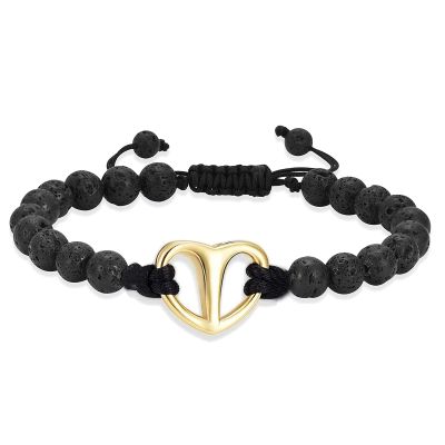 Black Volcanic Rope Cremation Bracelet With Stainless Steel Heart Urn Ashes Jewelry Adjustable Expandable Urn Bracelet