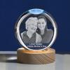 3D Crystal Photo - 3D Crystal Picture Engraved Sphere Ball, Personalized Engraved Heart Crystal, Customized Memorial Anniversary 3D Picture with Light Gifts (Small Sphere Ball, White Light Base) view 1