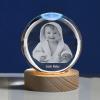 3D Crystal Photo - 3D Crystal Picture Engraved Sphere Ball, Personalized Engraved Heart Crystal, Customized Memorial Anniversary 3D Picture with Light Gifts (Small Sphere Ball, White Light Base) view 2