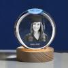 3D Crystal Photo - 3D Crystal Picture Engraved Sphere Ball, Personalized Engraved Heart Crystal, Customized Memorial Anniversary 3D Picture with Light Gifts (Small Sphere Ball, White Light Base) view 3
