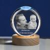 3D Crystal Photo - 3D Crystal Picture Engraved Sphere Ball, Personalized Engraved Heart Crystal, Customized Memorial Anniversary 3D Picture with Light Gifts (Small Sphere Ball, White Light Base) view 4