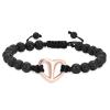 Black Volcanic Rope Cremation Bracelet With Stainless Steel Heart Urn Ashes Jewelry Adjustable Expandable Urn Bracelet view 1