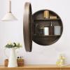 LIGUOYI Circle Wall Mirror Home Bathroom Cabinet Wall Mounted with Mirror Door, 20" 23.6" 27.5" Wood Wall Cabinet, Round Bathroom Mirror Cabinet, Makeup Vanity Mirror, Spacesaver Toilet Bathroom view 2