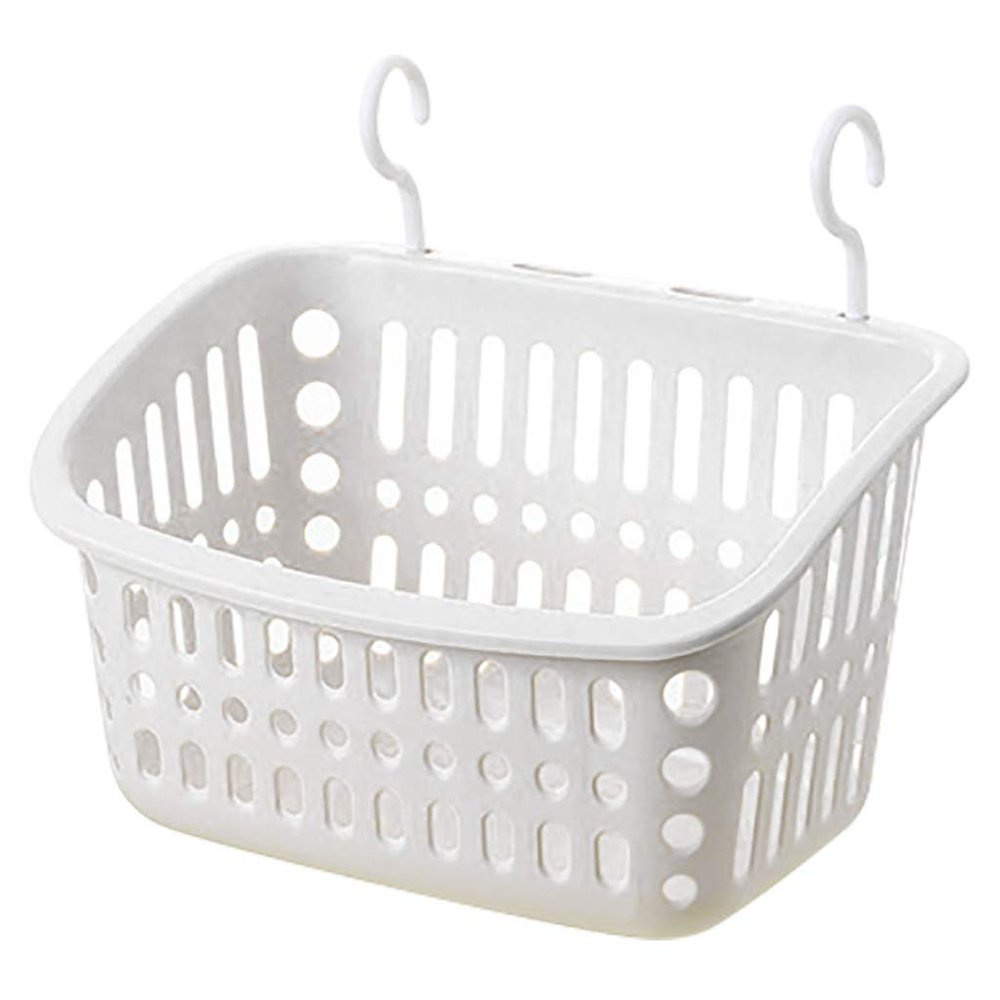 COMIOR Plastic Hanging Shower Basket with Hook, Space Saving Storage Solution, Ideal for Bathroom, Kitchen, Office, Apricot, Gray White